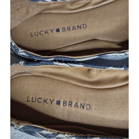 Lucky Brand Echo 3 Navy Blue and White Ballet Flats Size 7.5M - Picture 2 of 12